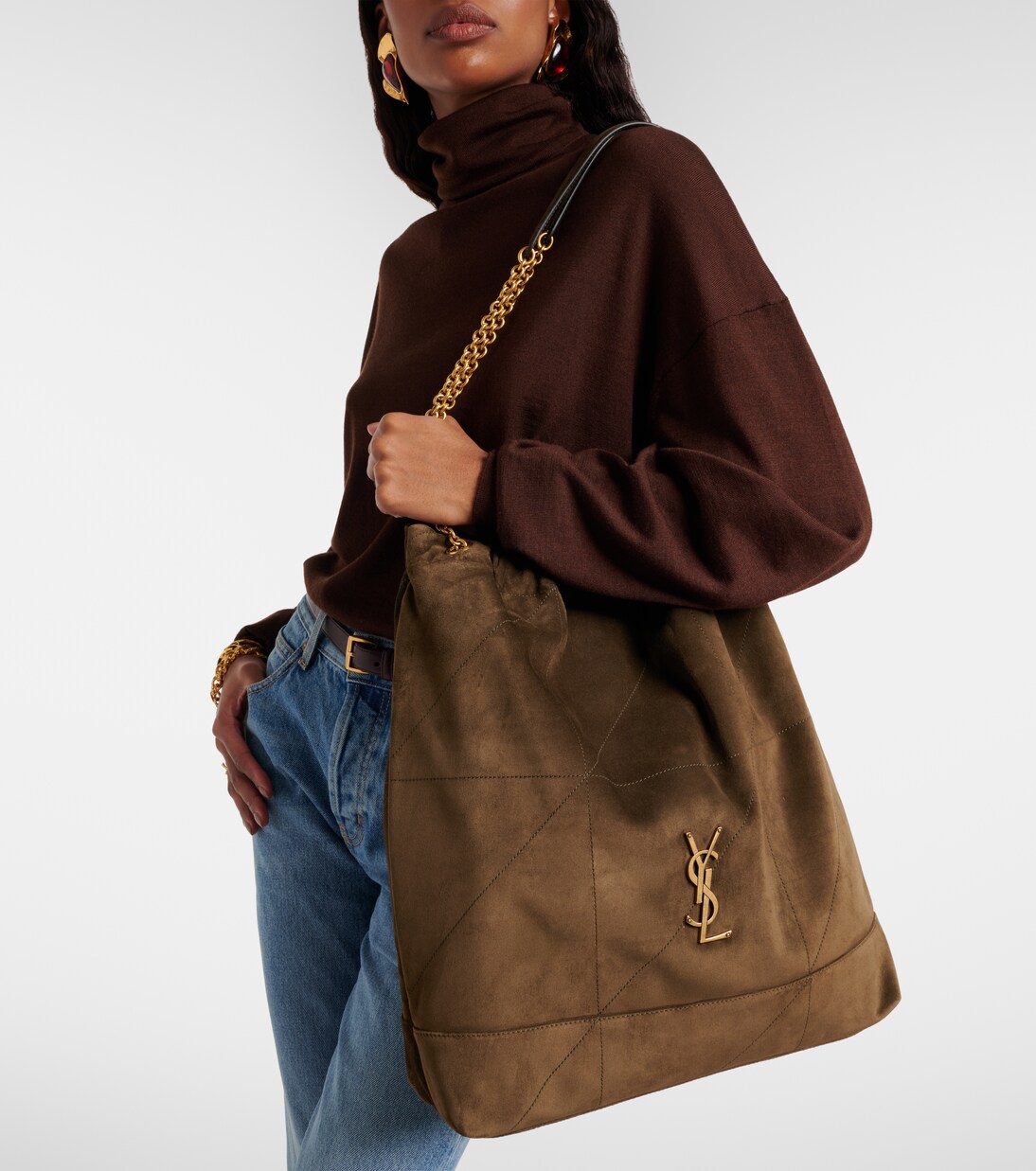 Schultertasche Jamie Large aus Veloursleder | Saint Laurent