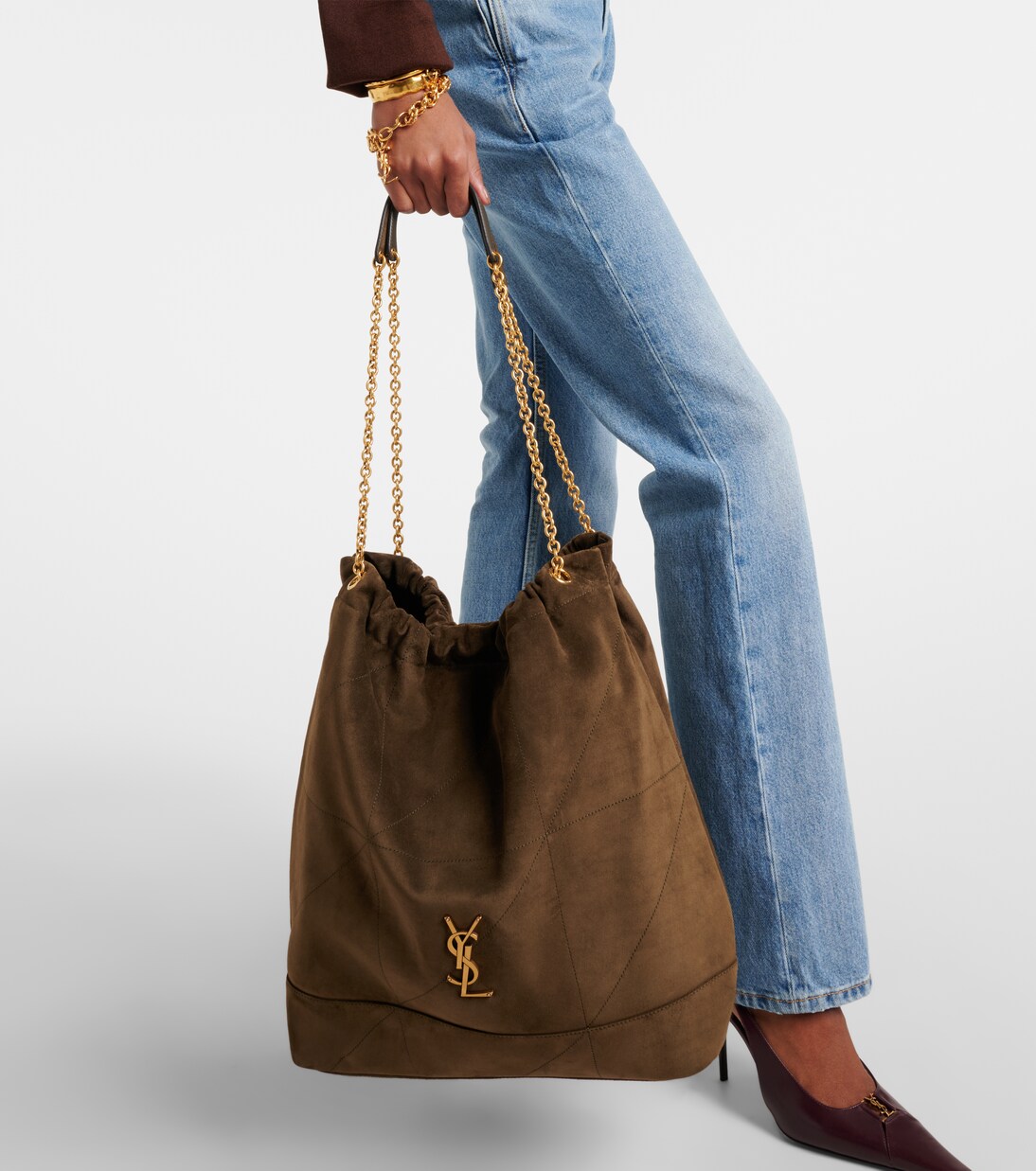 Schultertasche Jamie Large aus Veloursleder | Saint Laurent