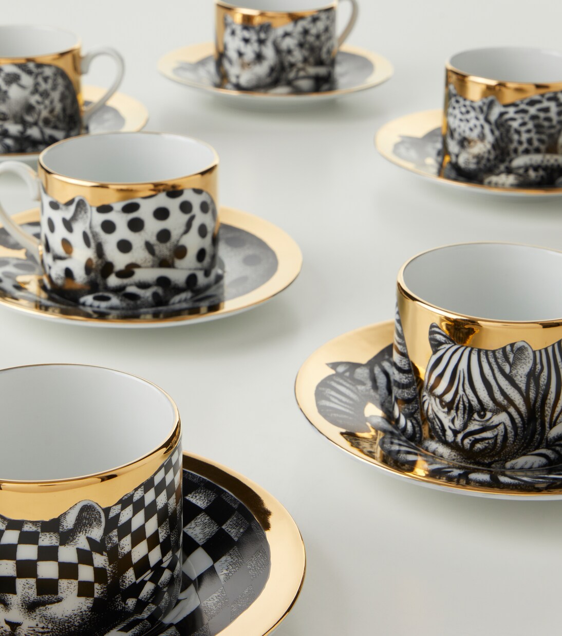 Set de 6 tazas de té y platillos High Fidelity de porcelana | Fornasetti