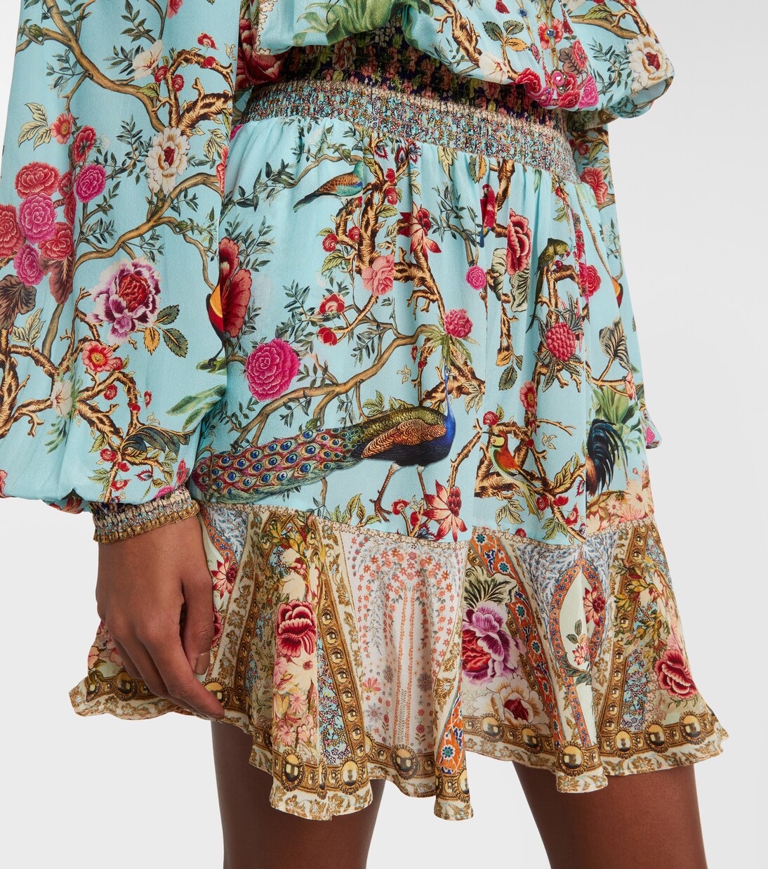 Embellished off-shoulder silk crêpe minidress | Camilla