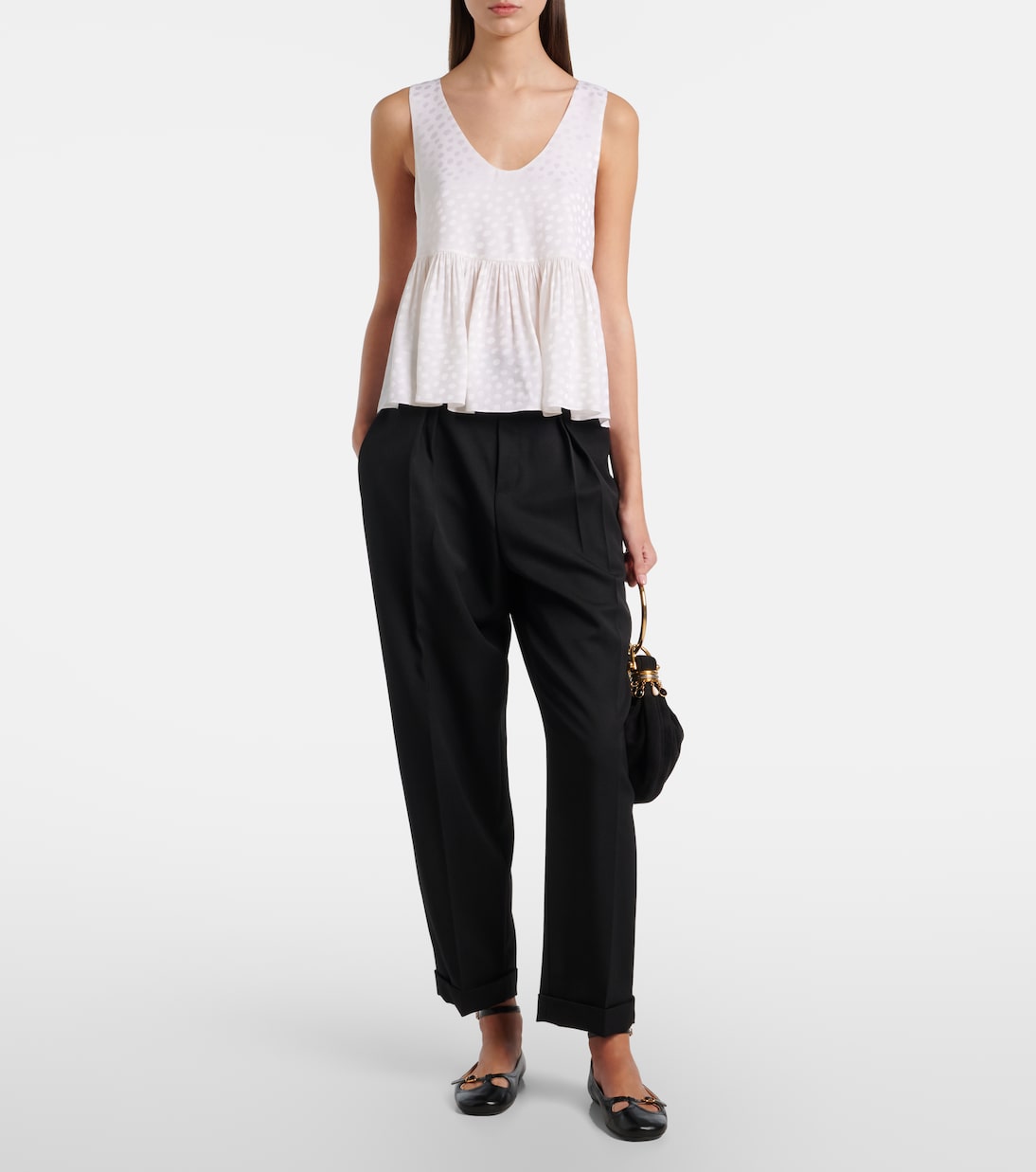 Polka-dot peplum silk top | Chloé