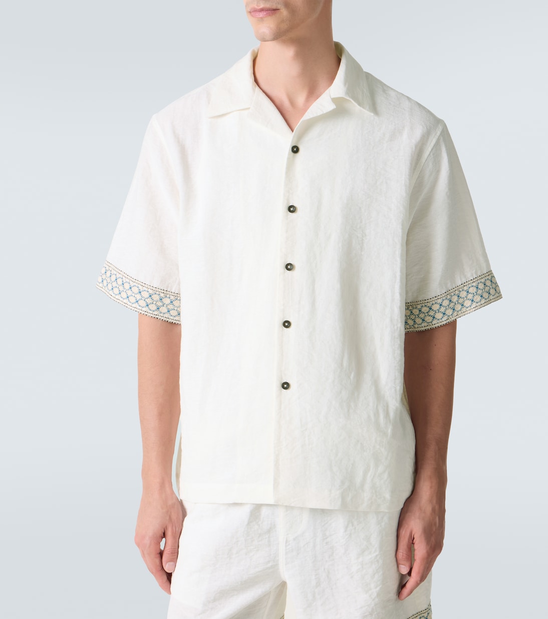Crochet-trimmed bowling shirt | Commas