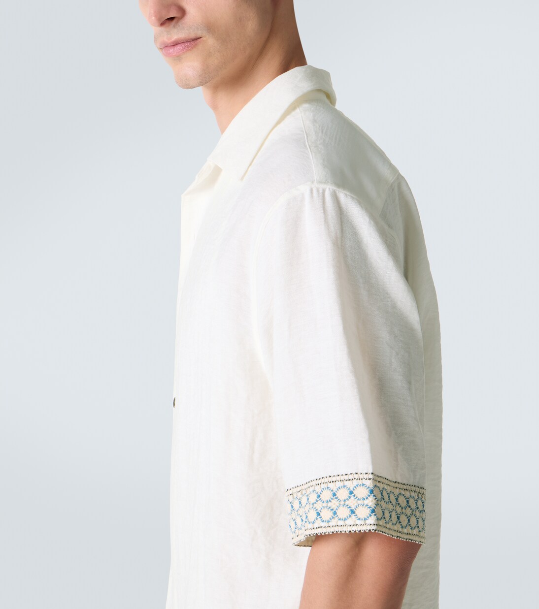 Crochet-trimmed bowling shirt | Commas