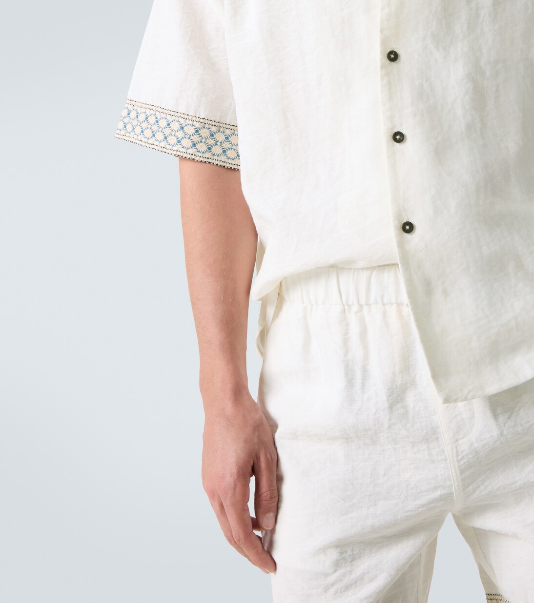 Crochet-trimmed bowling shirt | Commas