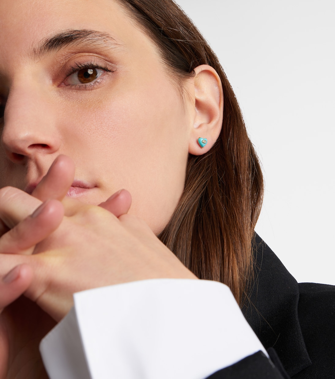 Ohrringe aus 14kt Gelbgold (585/1000) mit Diamanten und Türkis | Sydney Evan