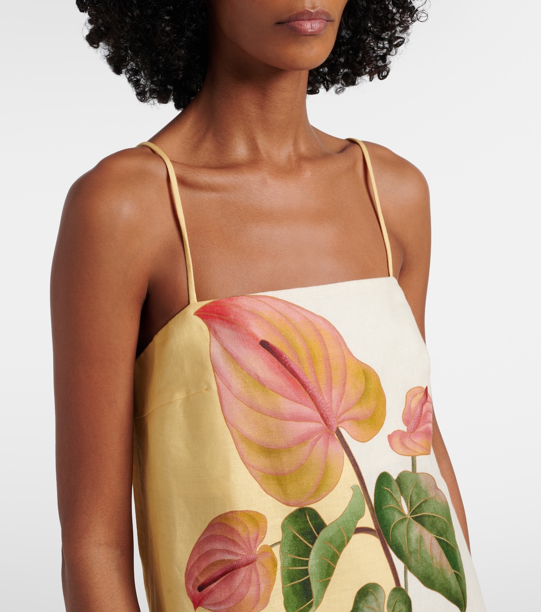 Minikleid Anturium Golden aus Leinen | Farm Rio