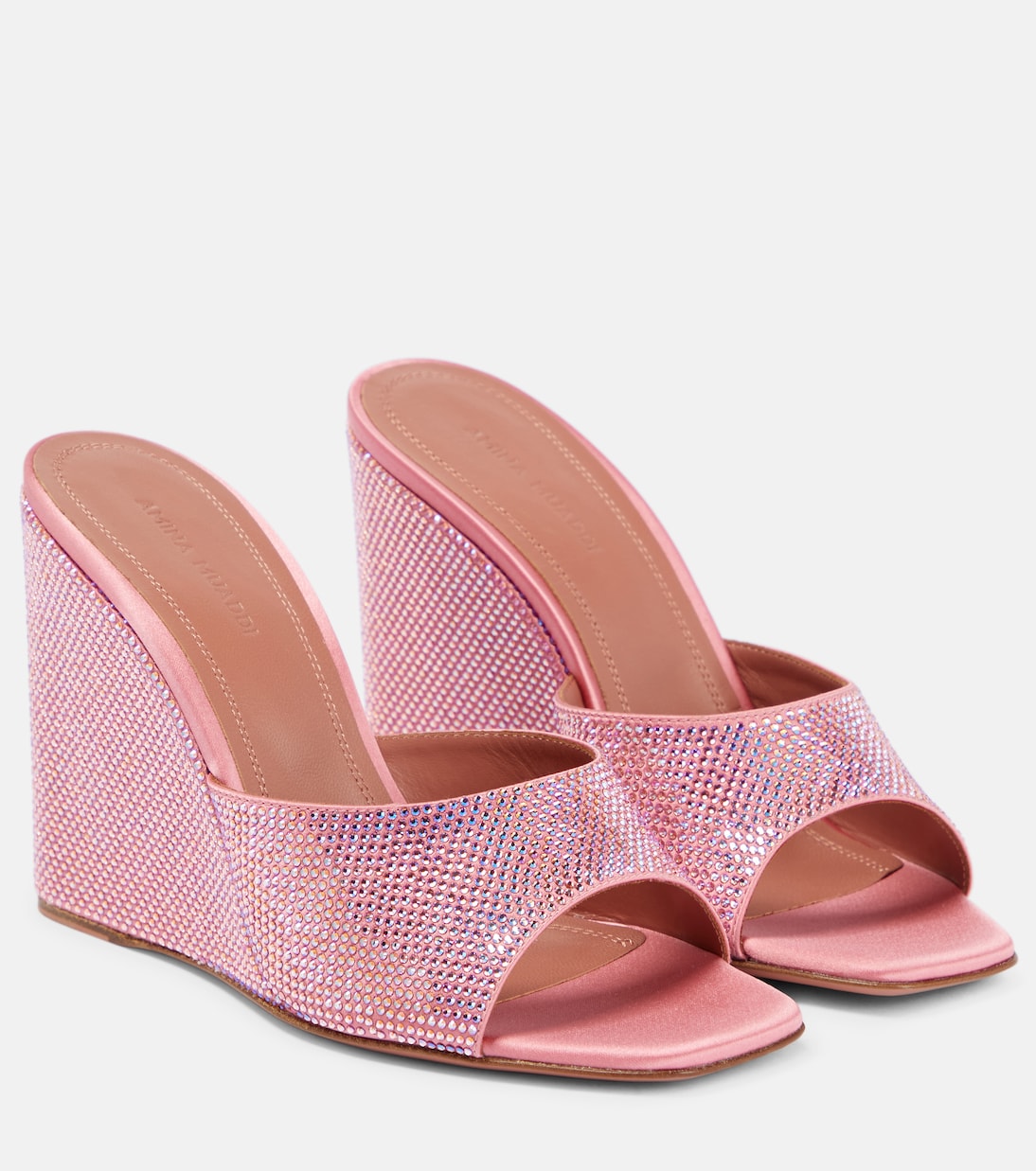 Lupita embellished satin wedge sandals | Amina Muaddi
