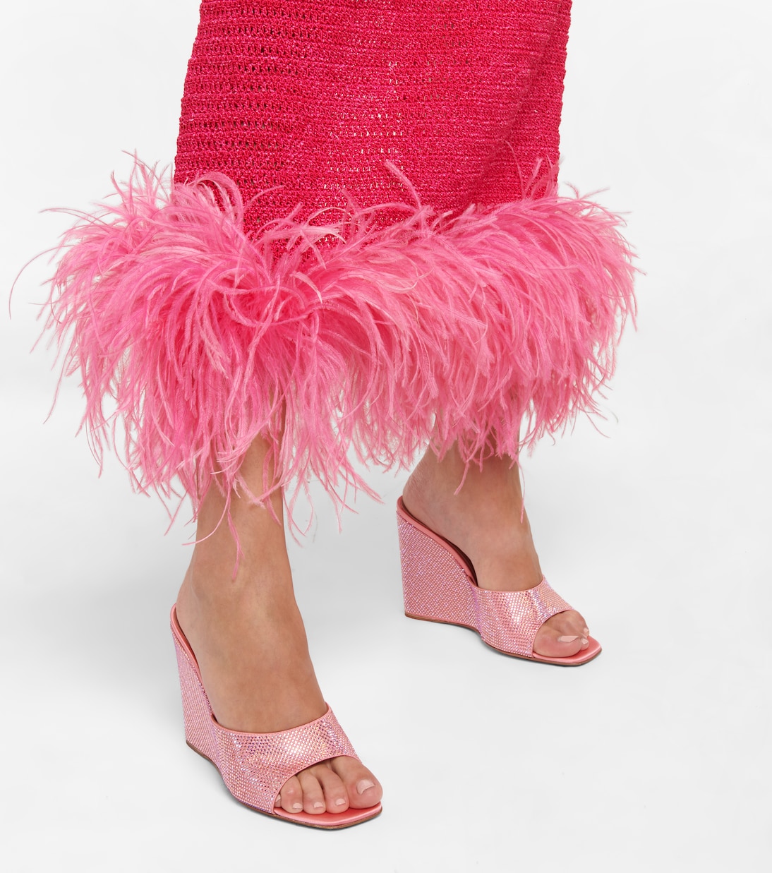 Lupita embellished satin wedge sandals | Amina Muaddi