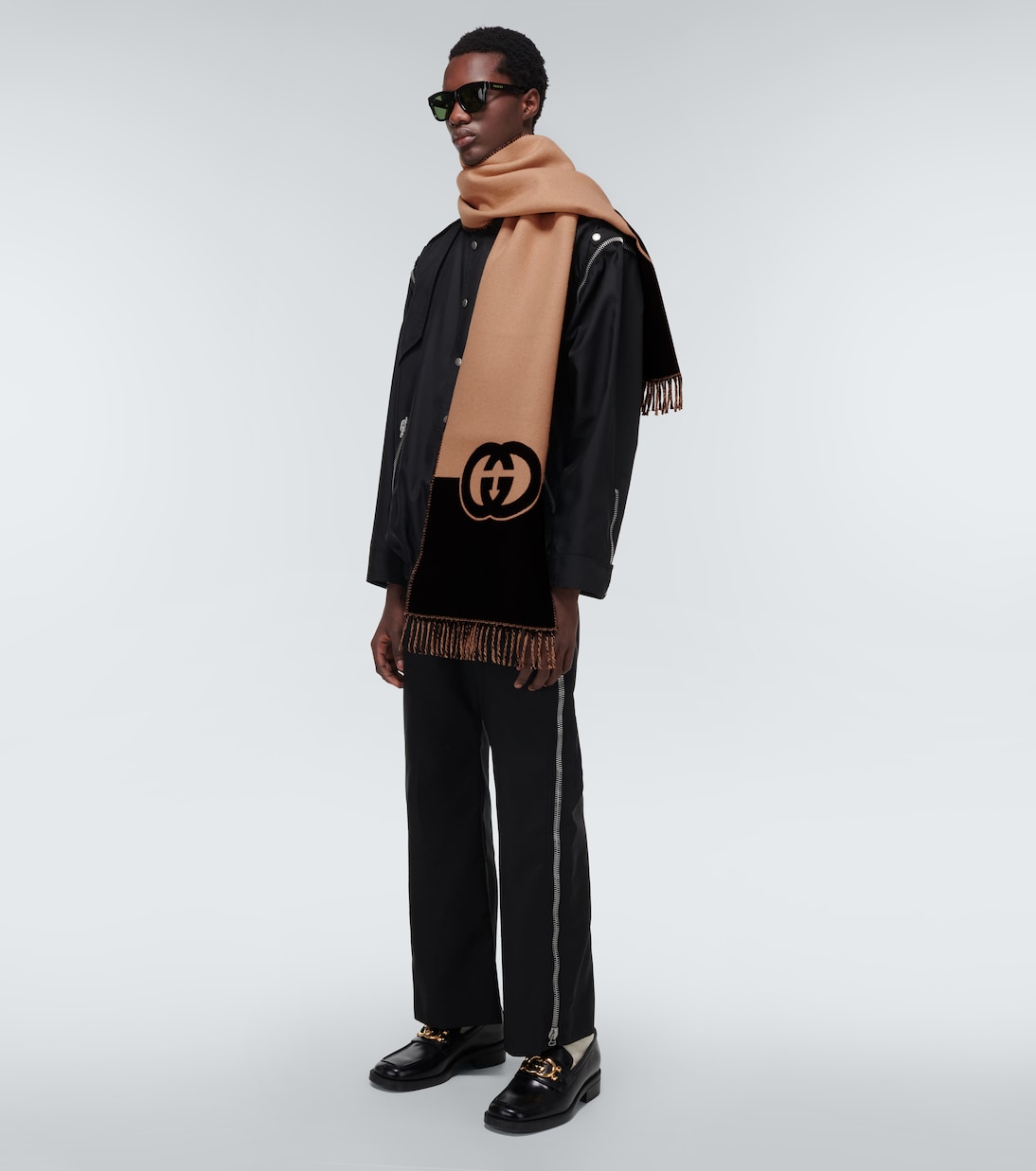 Interlocking G wool and cashmere scarf | Gucci