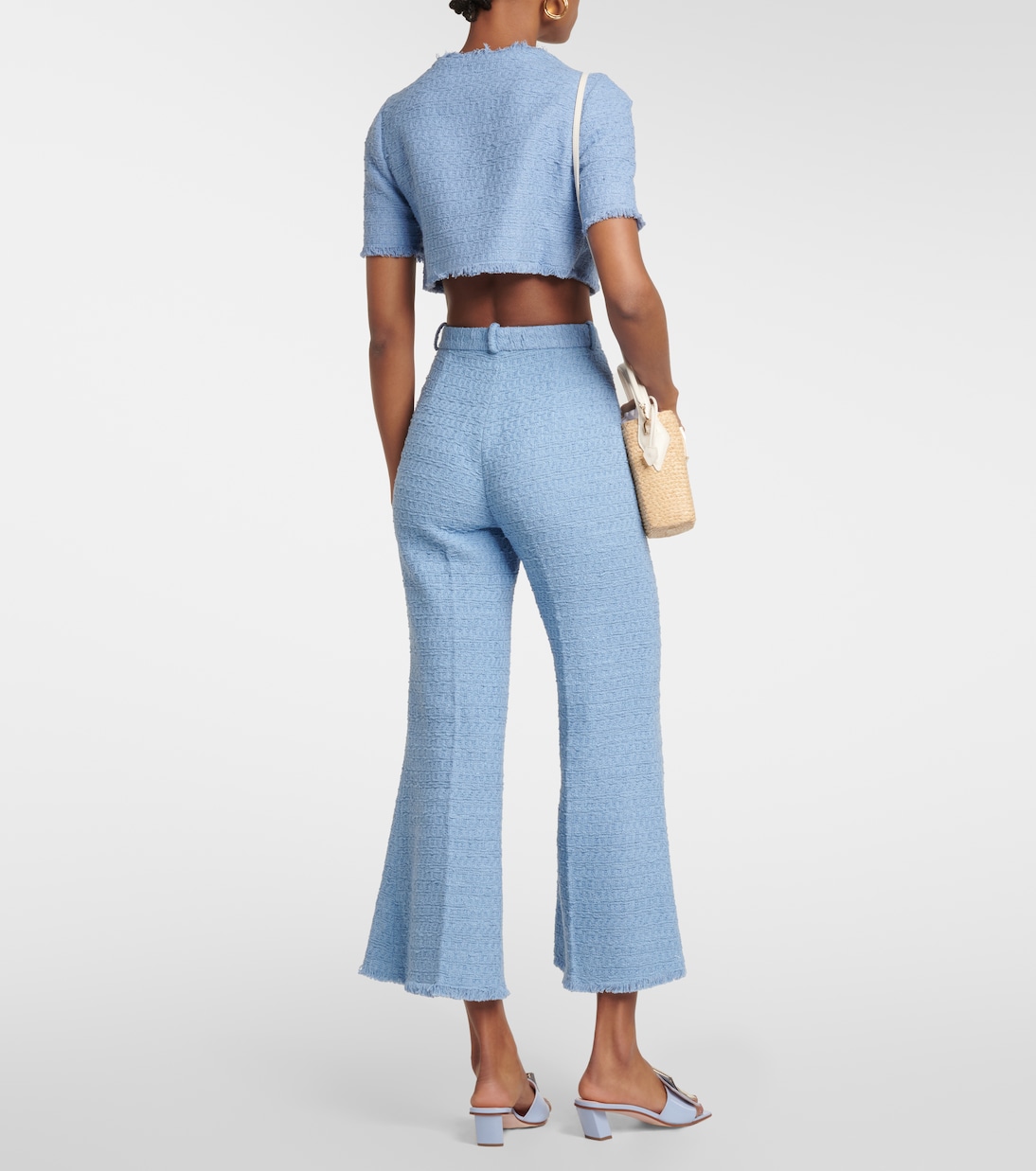 Pantalon évasé à taille haute en tweed | Oscar de la Renta