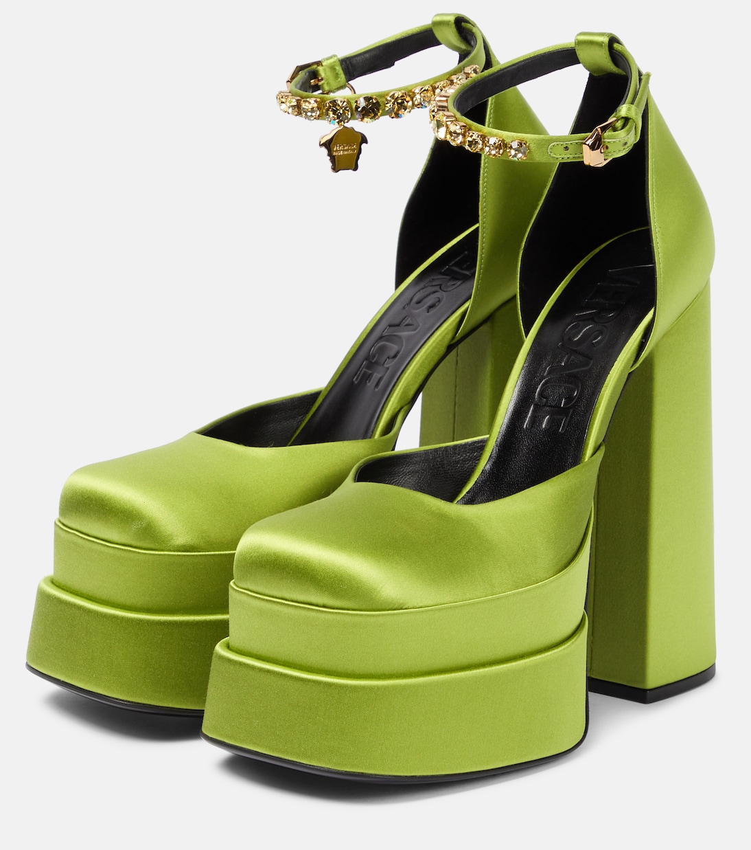Medusa Aevitas satin platform pumps | Versace