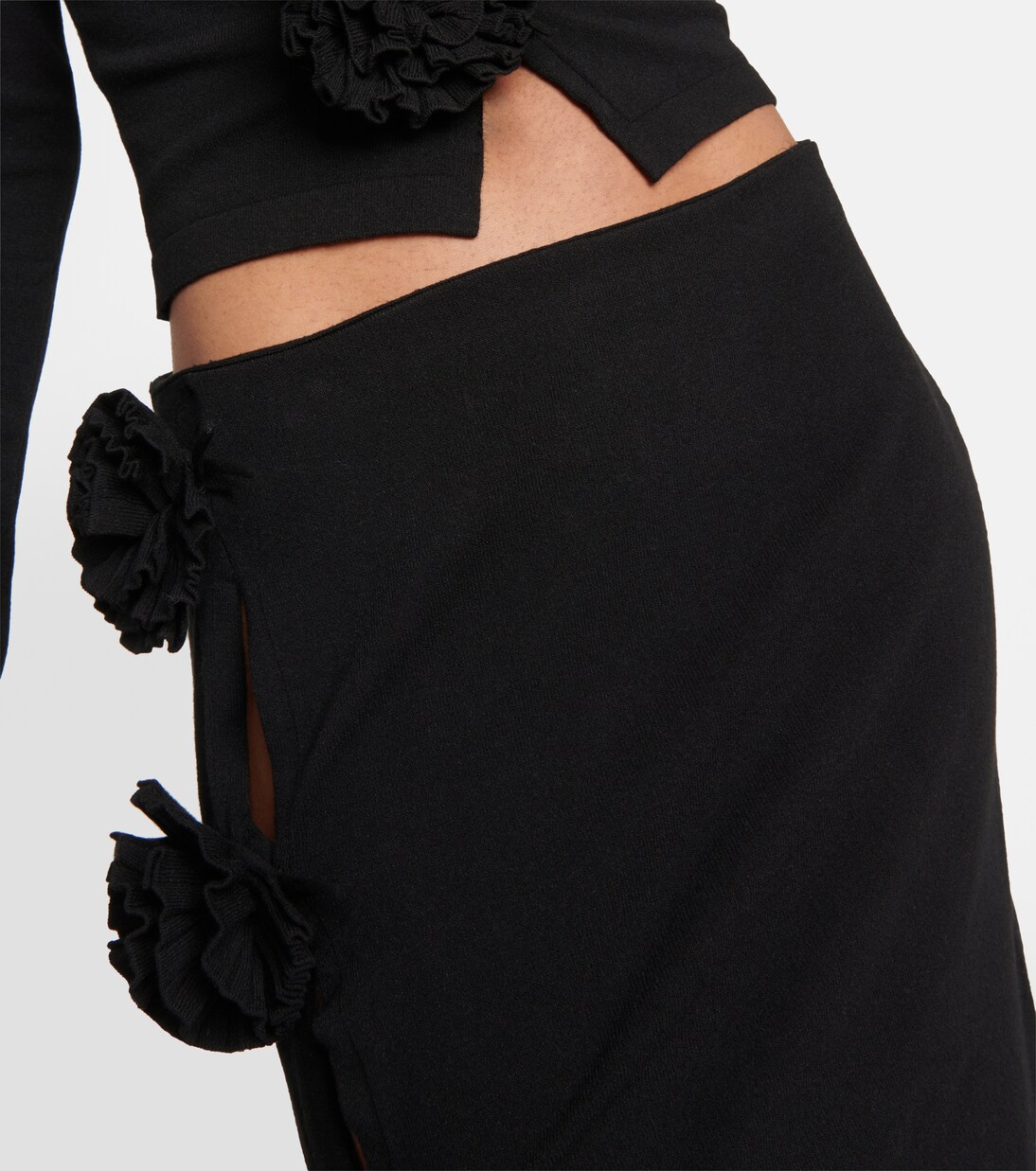 Floral-appliqué low-rise midi skirt | Jean Paul Gaultier