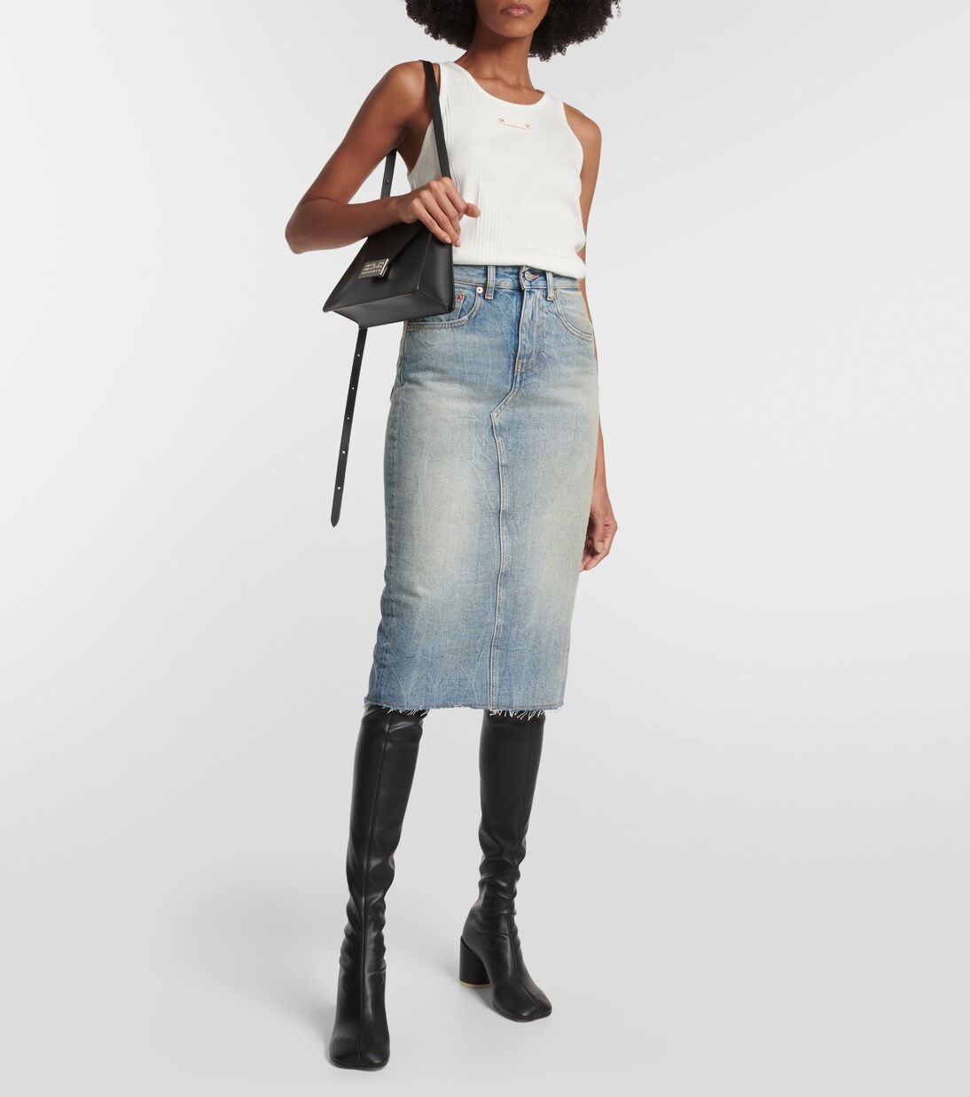 Jupe midi en jean | MM6 Maison Margiela