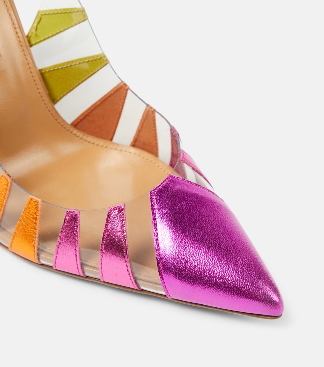 Salones destalonados Hot Rumor 105 de piel metalizada y PVC | Aquazzura