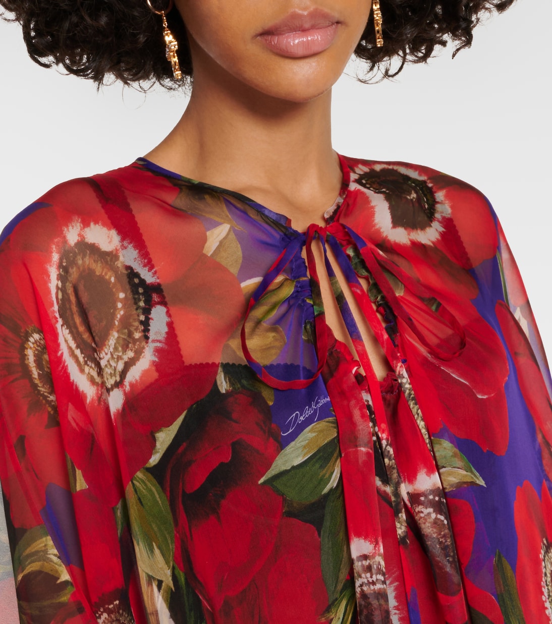 Cafetan Anemone en mousseline de soie | Dolce&Gabbana