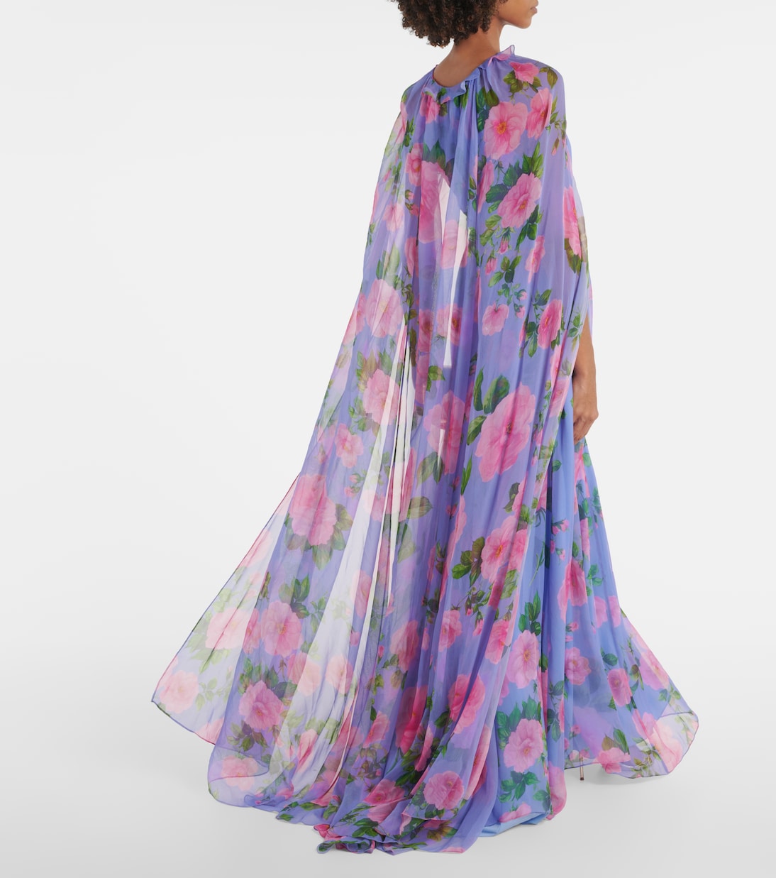 Floral caped halterneck silk gown | Carolina Herrera