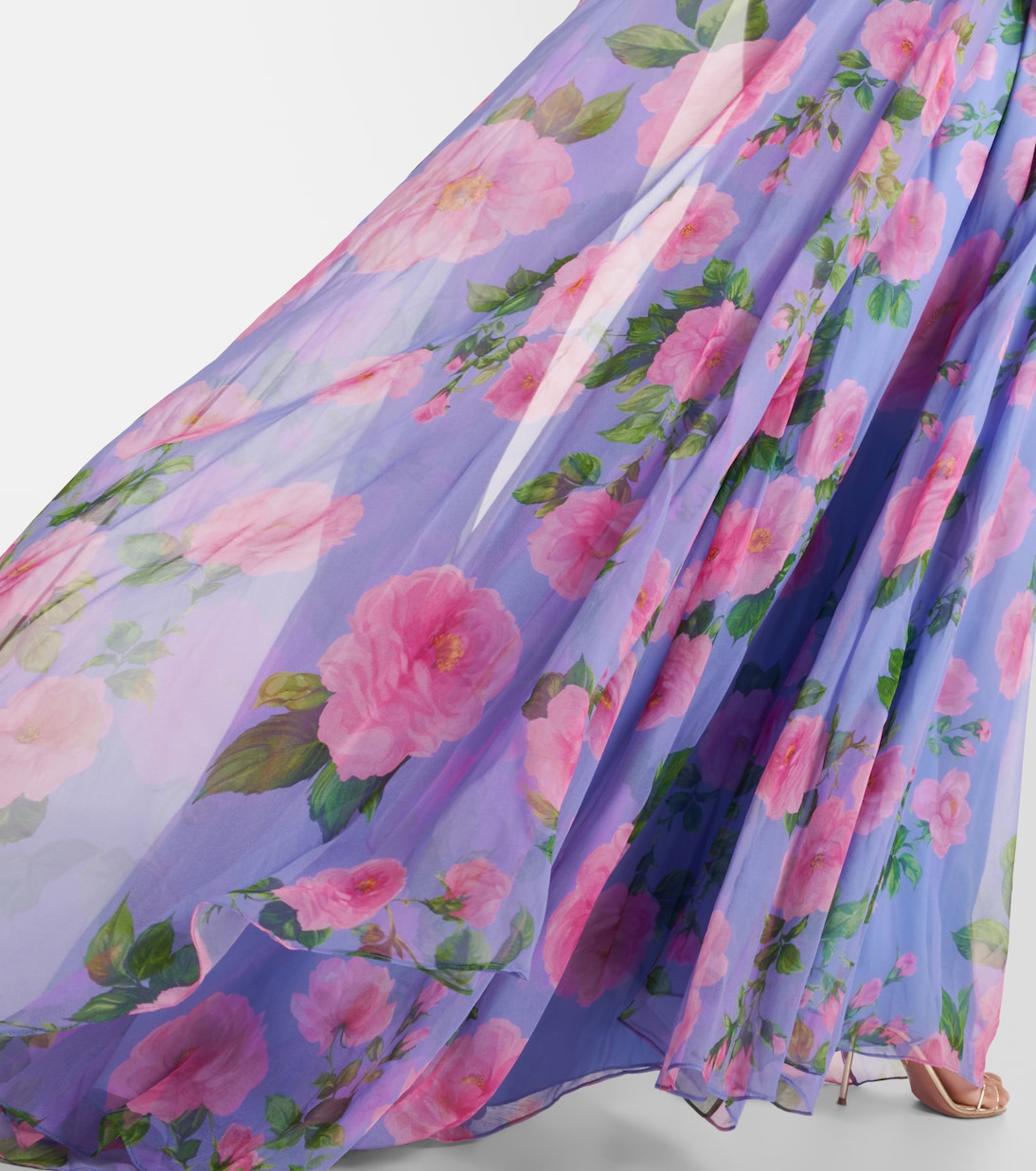 Floral caped halterneck silk gown | Carolina Herrera
