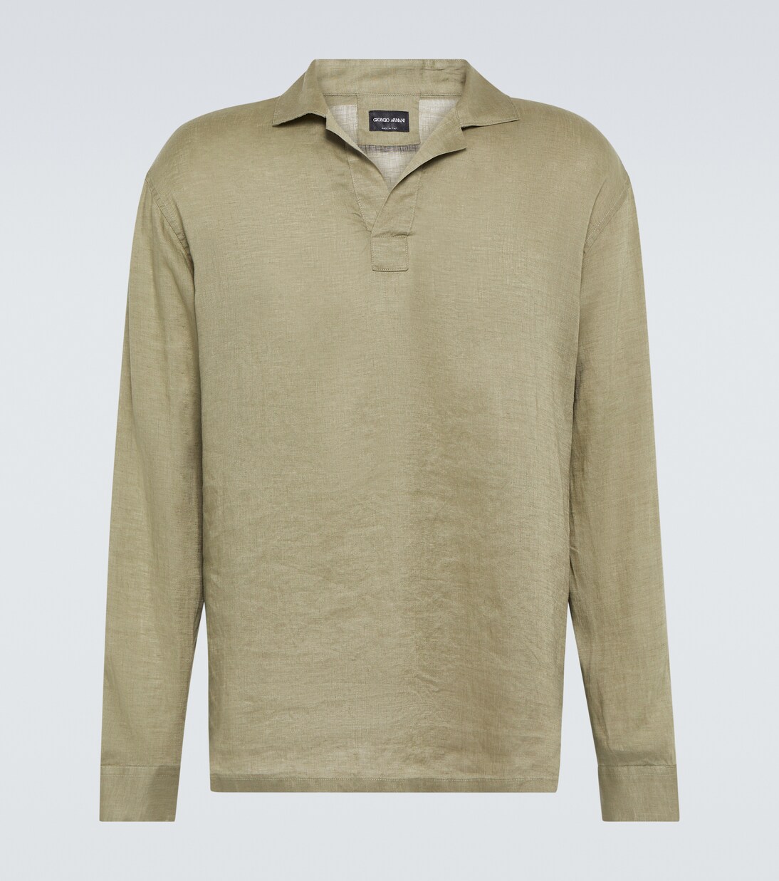 Linen canvas polo shirt in green Giorgio Armani Mytheresa