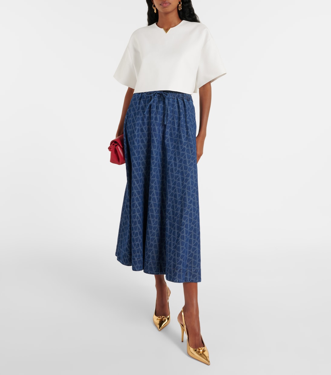 Falda midi Toile Iconographe de denim | Valentino