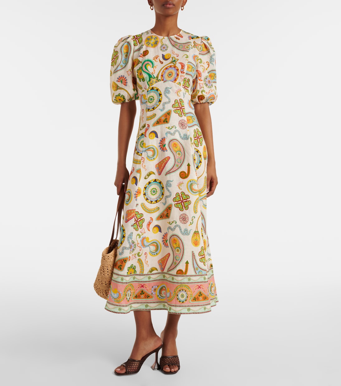 Arcade paisley linen midi dress | Alémais