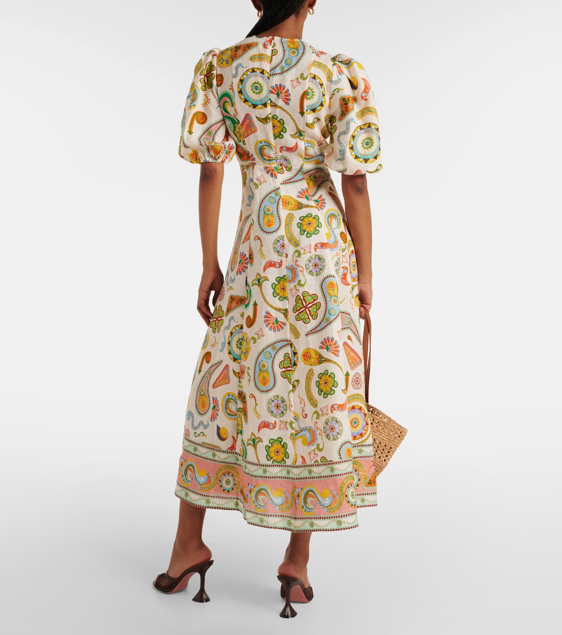 Arcade paisley linen midi dress | Alémais