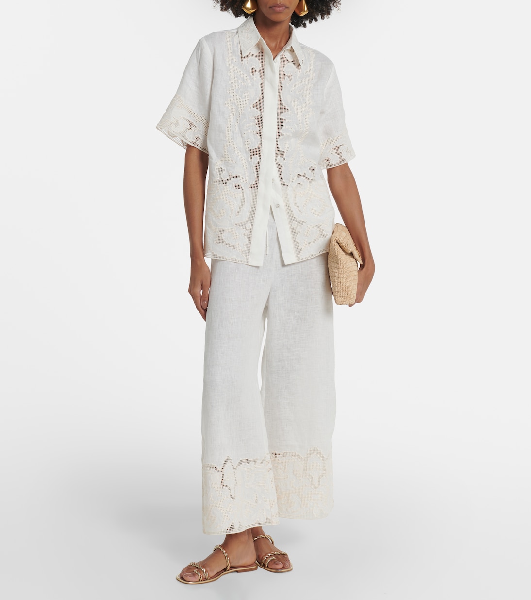 Jupe-culotte brodée en lin | Alémais