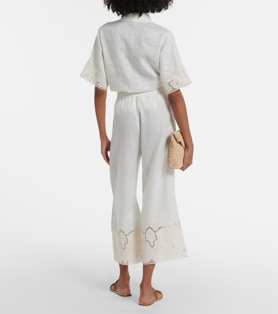 Jupe-culotte brodée en lin | Alémais