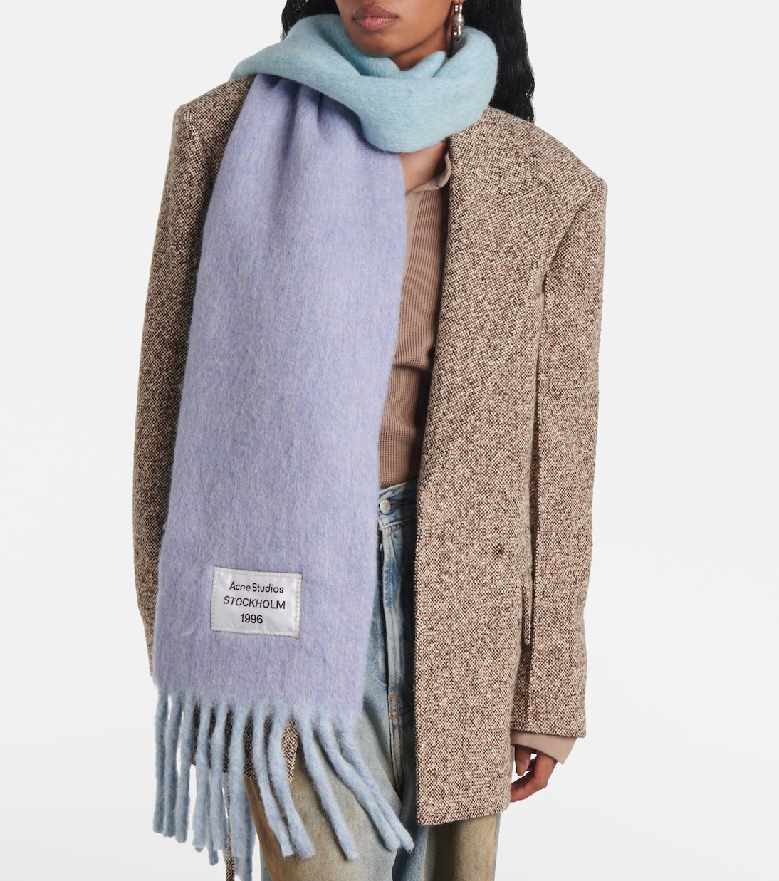 Sciarpa in lana mista con frange, stile ACNE STUDIOS per giovani trendy
