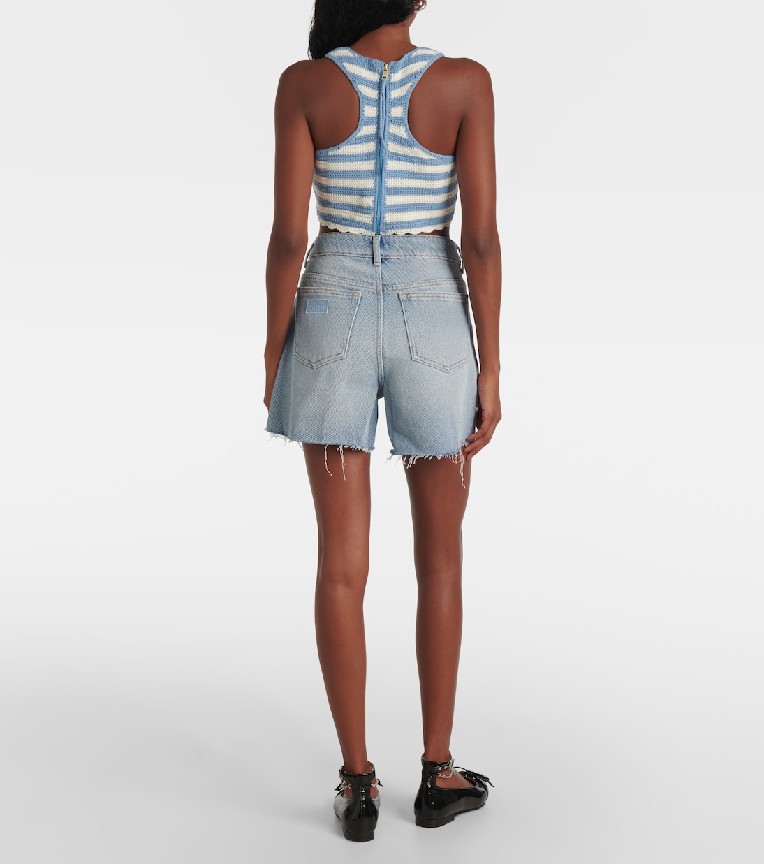 Shorts di jeans a vita alta | Ganni