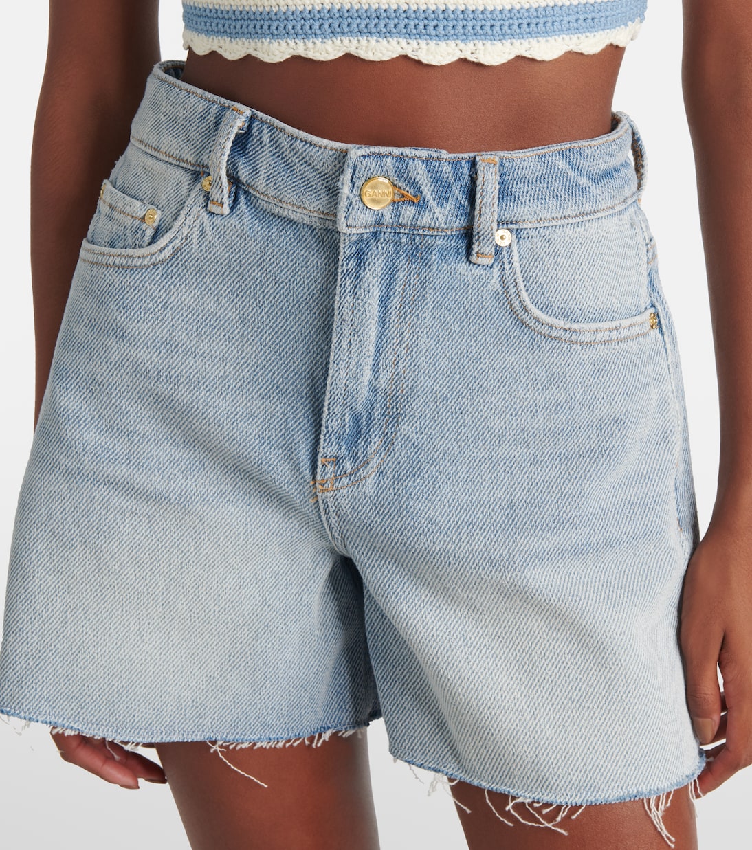 Shorts di jeans a vita alta | Ganni