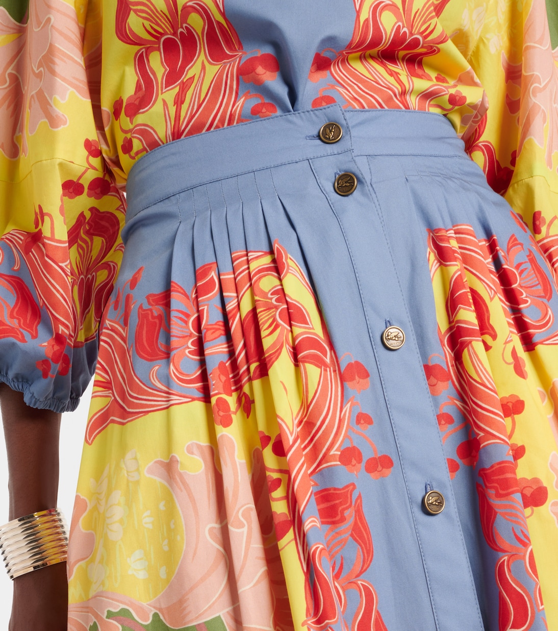 Falda midi de popelín de algodón | Etro
