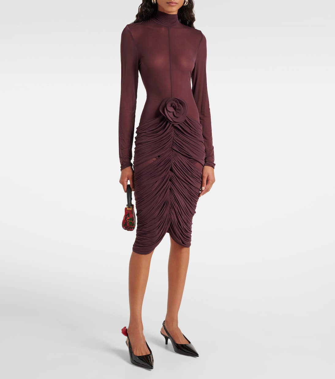 Vestido midi transparente con aplique floral | Magda Butrym