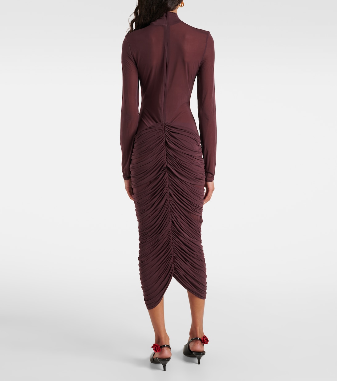 Vestido midi transparente con aplique floral | Magda Butrym