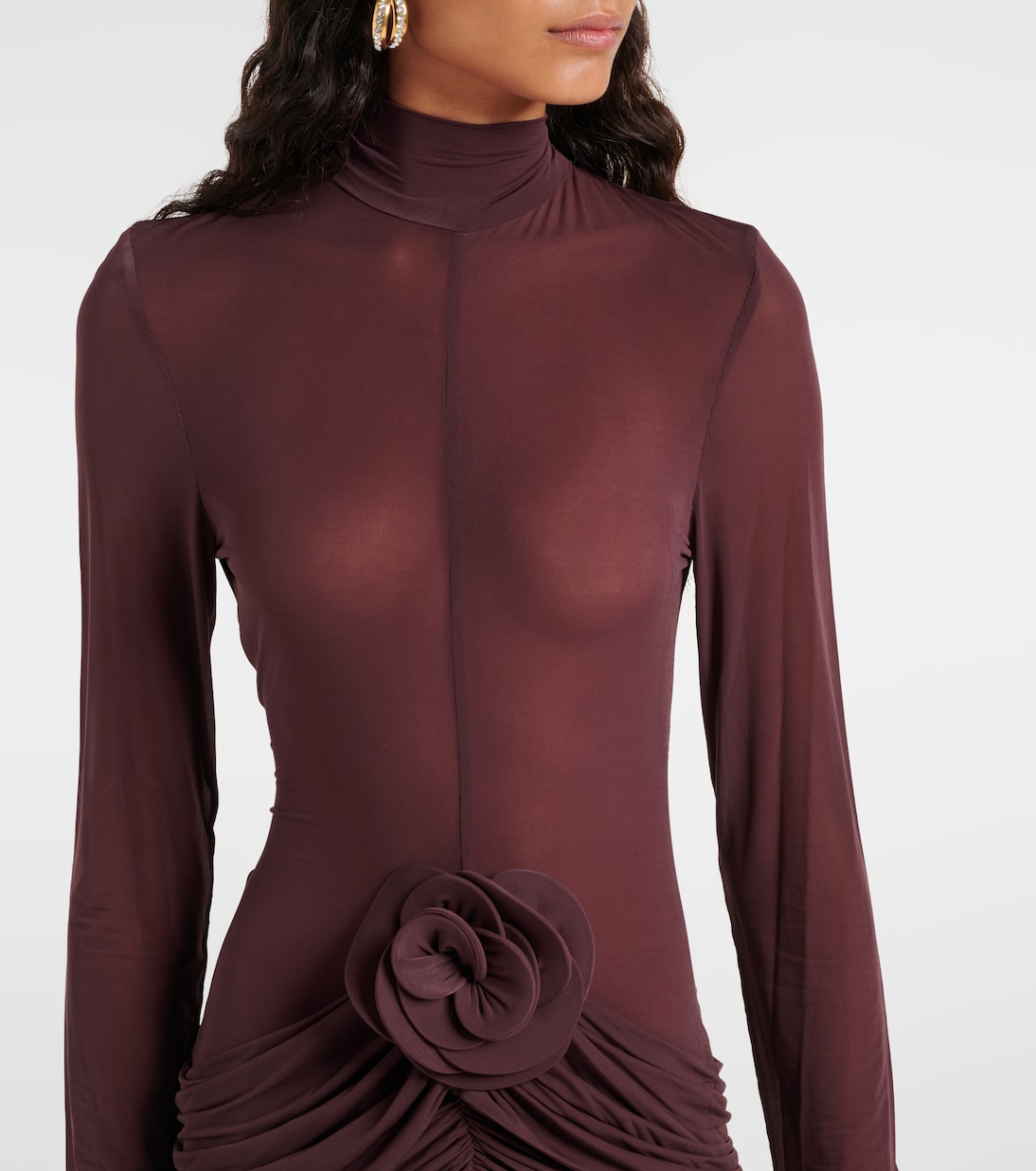 Vestido midi transparente con aplique floral | Magda Butrym