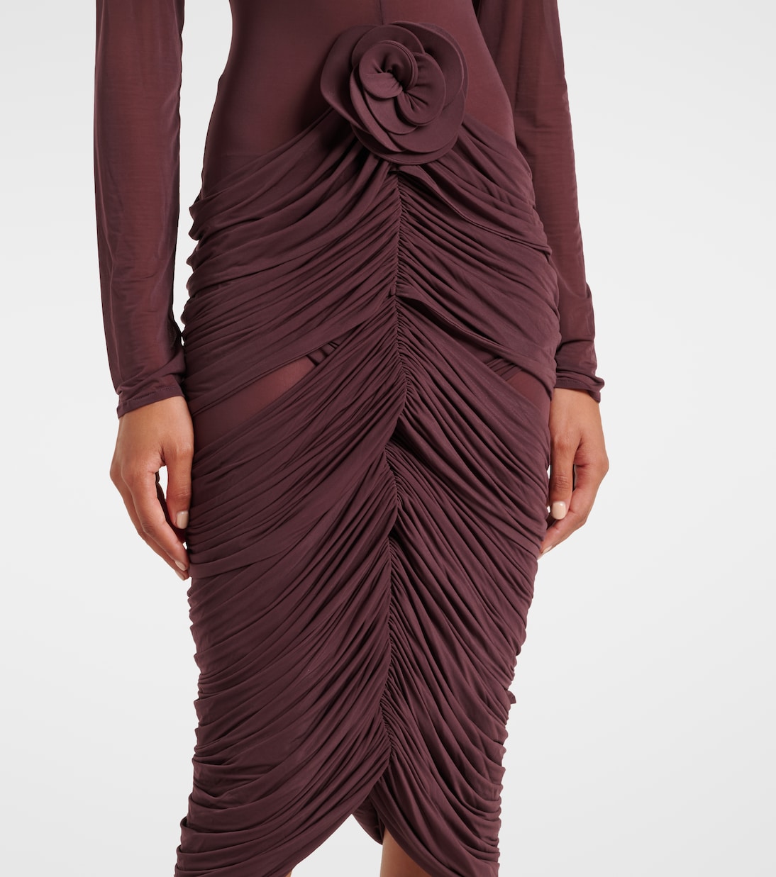 Vestido midi transparente con aplique floral | Magda Butrym