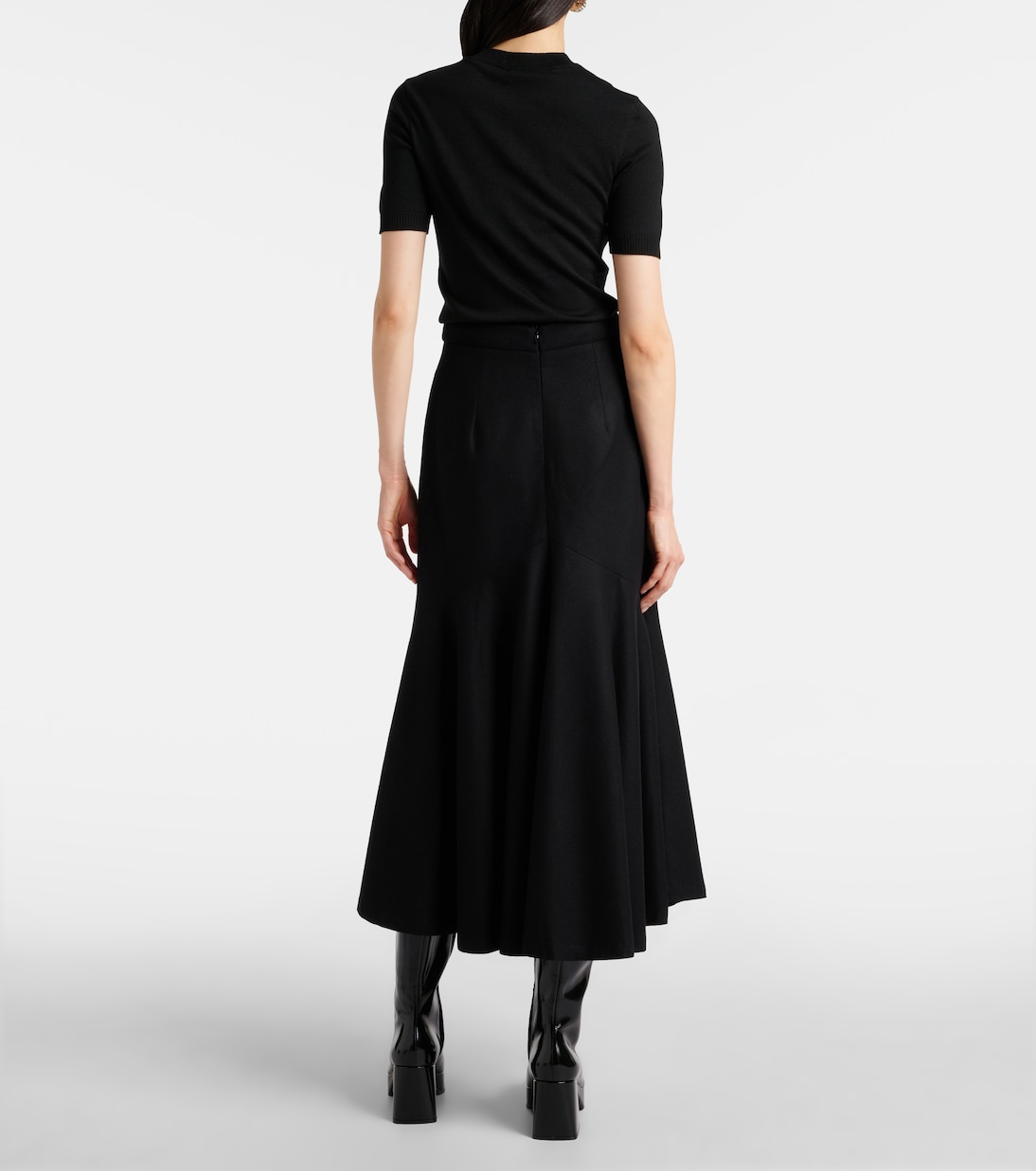 Falda peplum midi de mezcla de lana | Patou