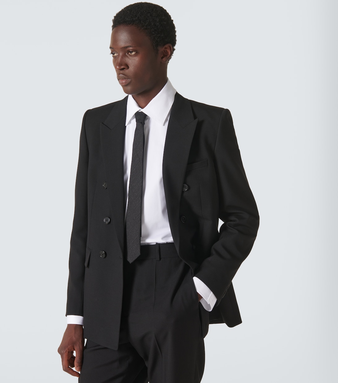 Cravatta in misto seta a righe | Saint Laurent