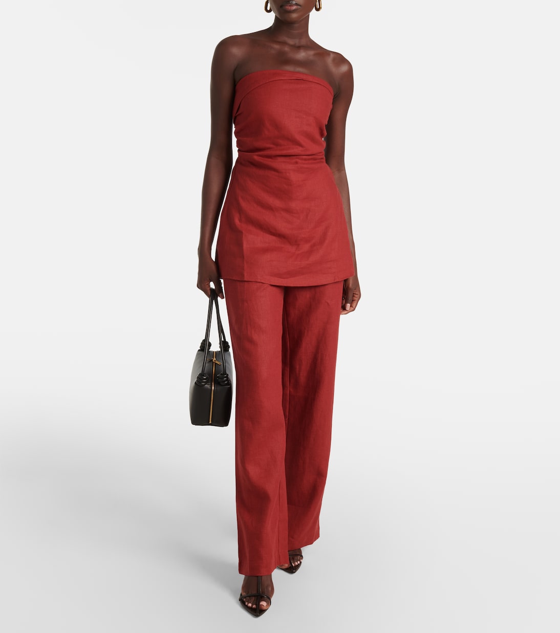 Boe strapless shirred linen top | Faithfull