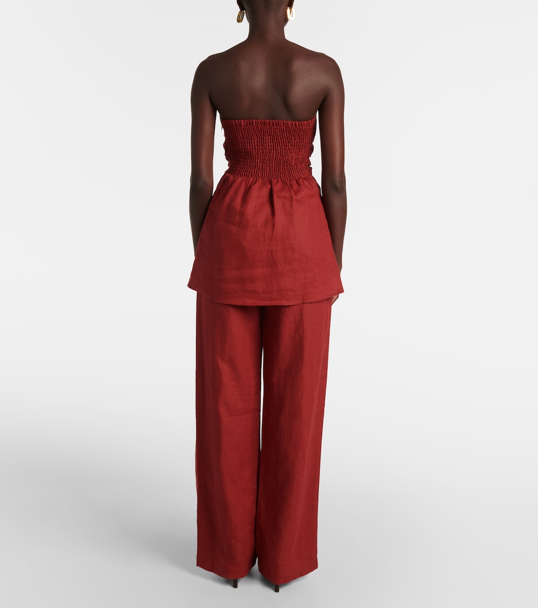 Boe strapless shirred linen top | Faithfull