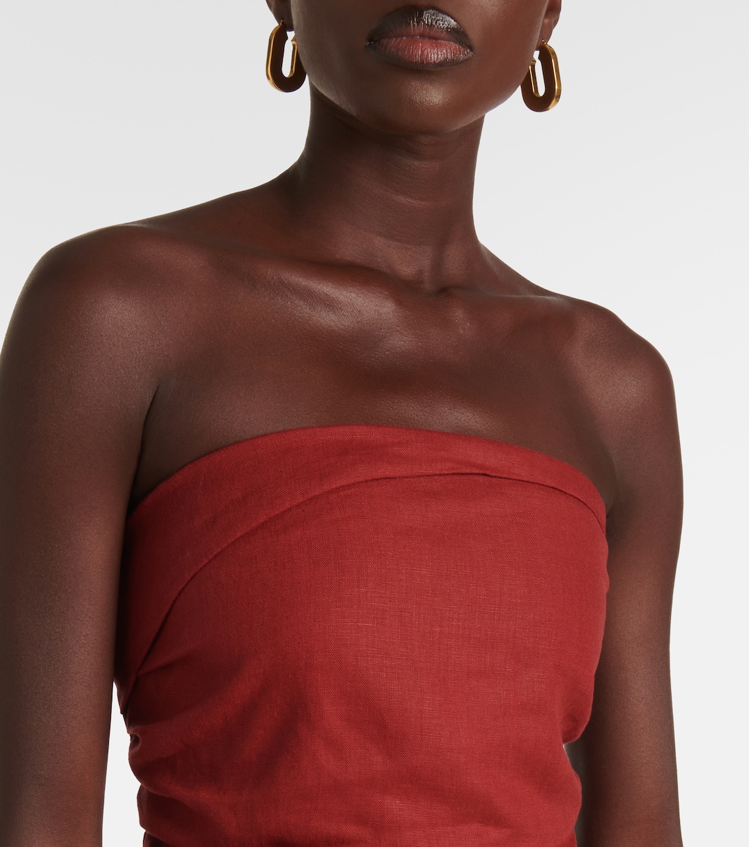 Boe strapless shirred linen top | Faithfull