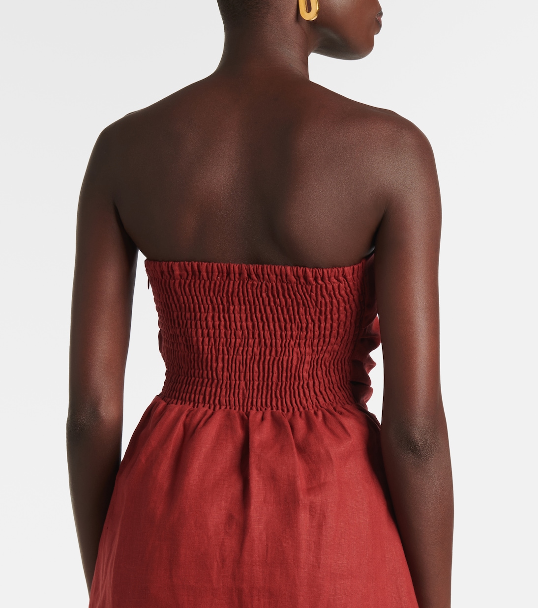 Boe strapless shirred linen top | Faithfull