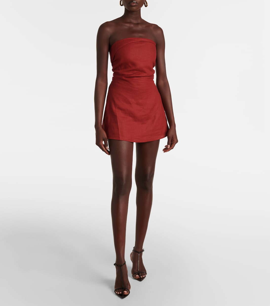 Boe strapless shirred linen top | Faithfull