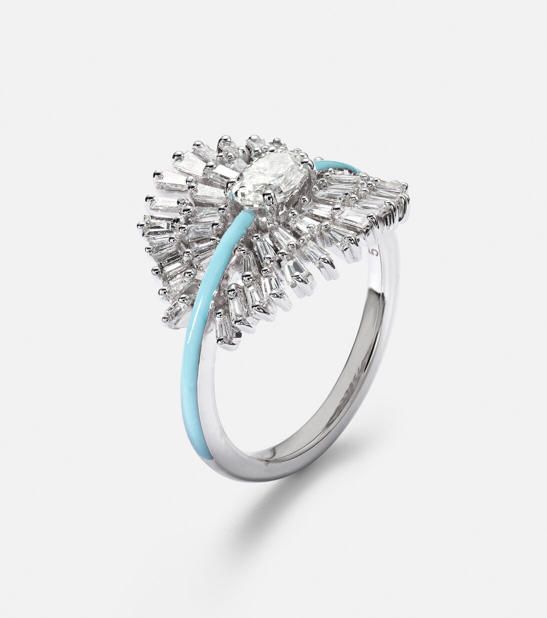 Anello per mignolo in oro bianco 18kt con diamanti | Kamyen