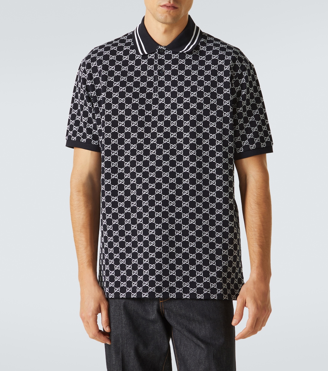 Polo de seda y algodón con GG en jacquard | Gucci