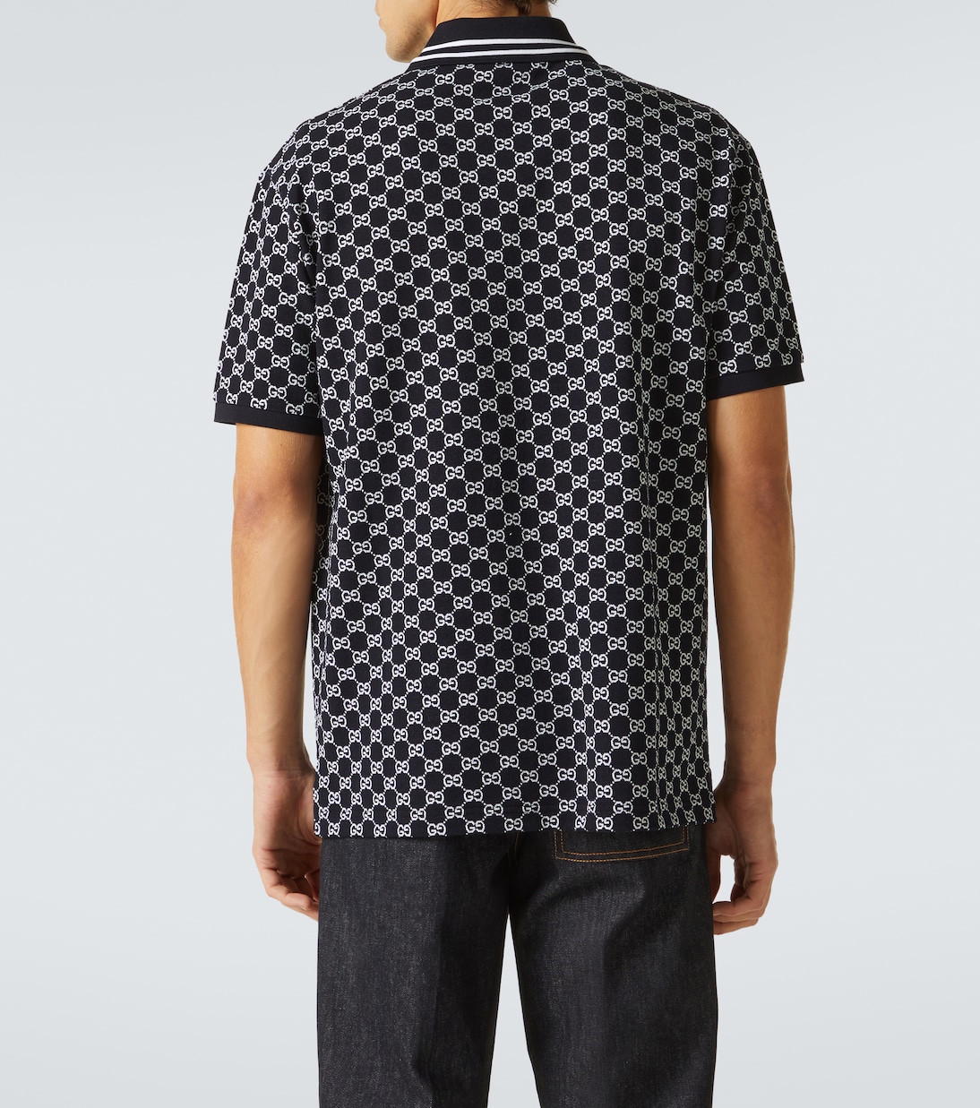 Polo de seda y algodón con GG en jacquard | Gucci
