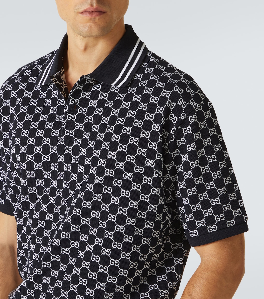 Polo de seda y algodón con GG en jacquard | Gucci