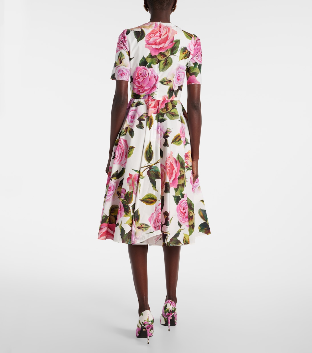Abito midi in cotone con stampa floreale | Dolce&Gabbana