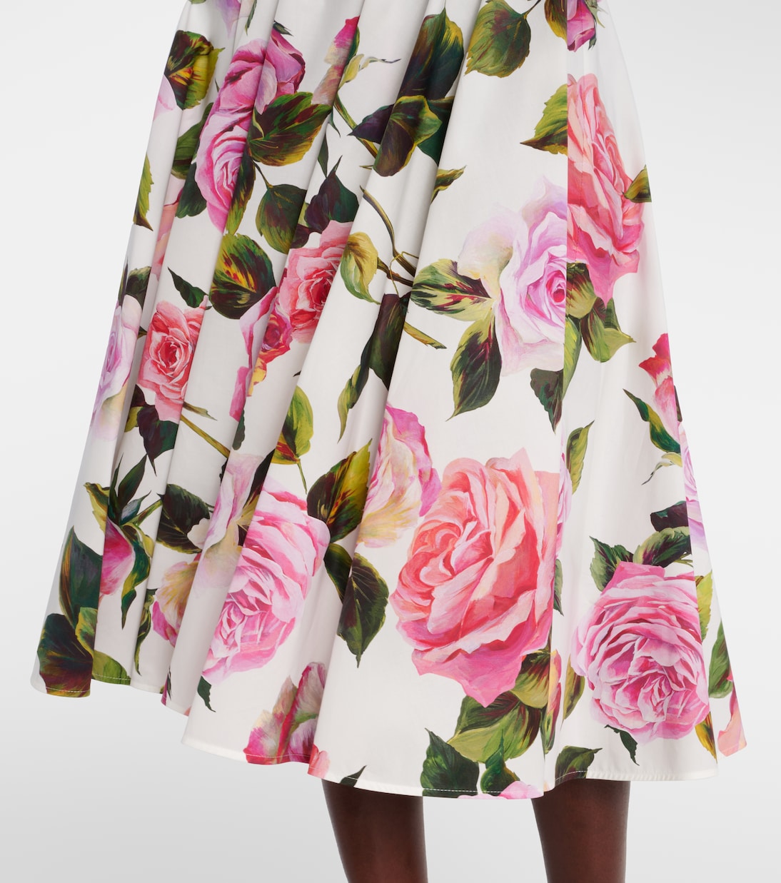 Abito midi in cotone con stampa floreale | Dolce&Gabbana