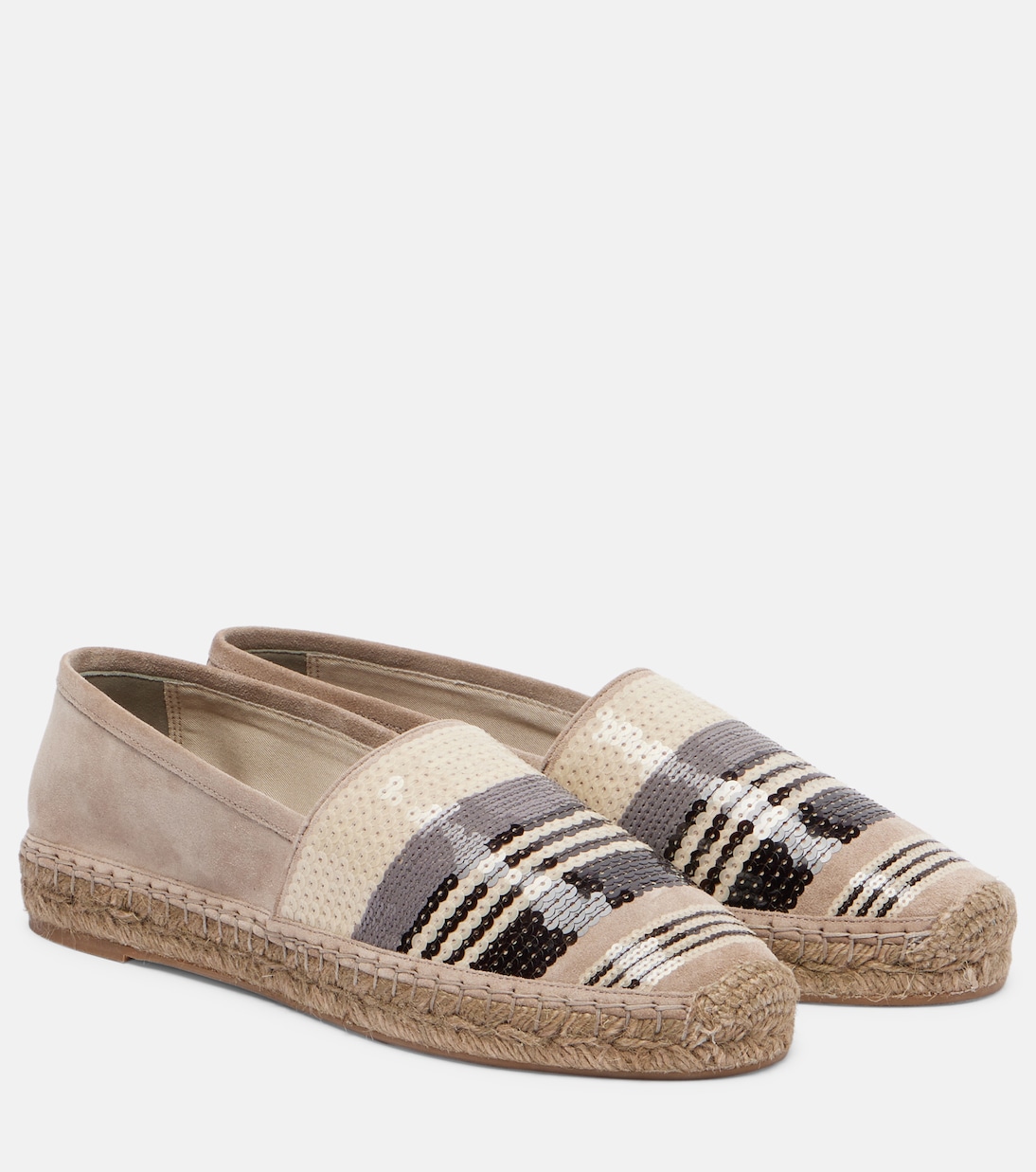 Espadrilles aus Veloursleder mit Pailletten | Brunello Cucinelli