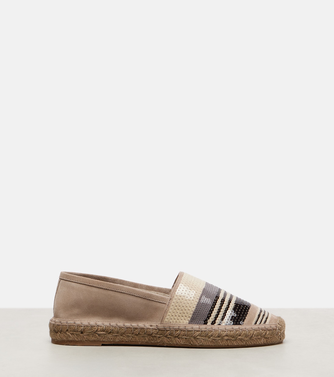 Espadrilles aus Veloursleder mit Pailletten | Brunello Cucinelli